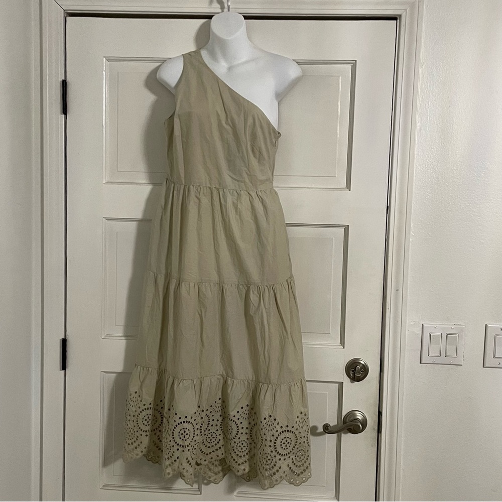 Gap One Shoulder Midi Dress Beige